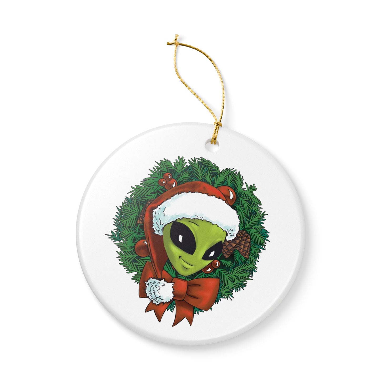 Christmas Wreath Ceramic Ornament