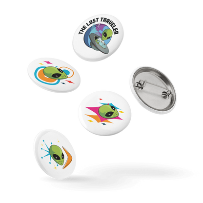 The Lost Traveler Galactic Set of pin buttons