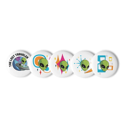 The Lost Traveler Galactic Set of pin buttons