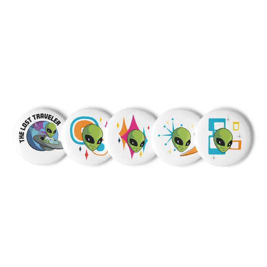 The Lost Traveler Galactic Set of pin buttons